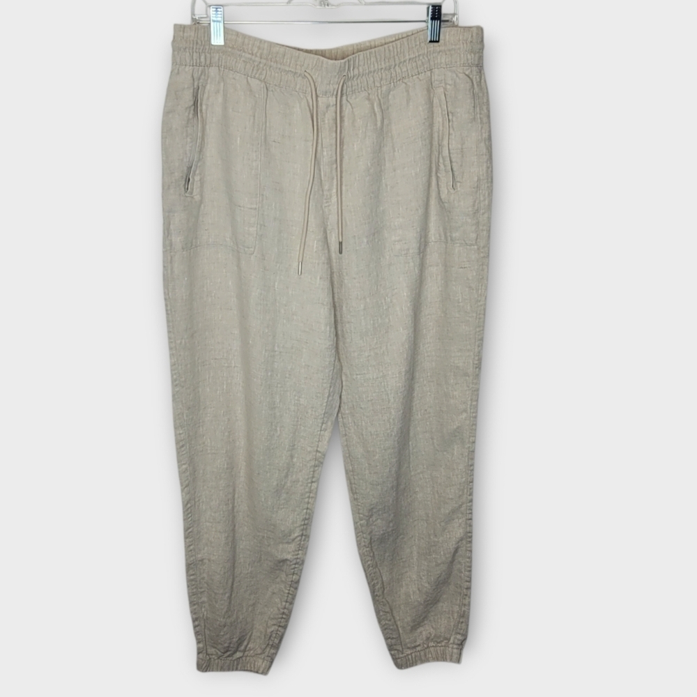 Athleta Retreat Linen Jogger Pants LT Tall Natural Beige - Picture 2 of 6